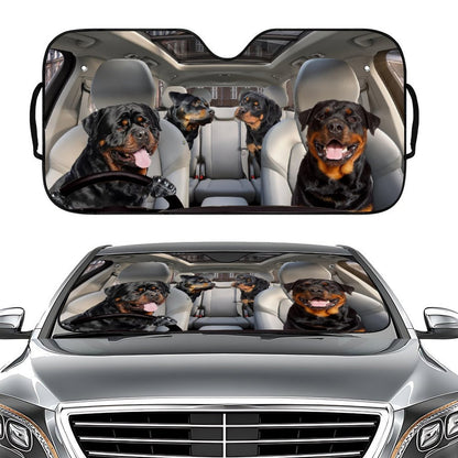 Black Dog Driving Car Sunshade