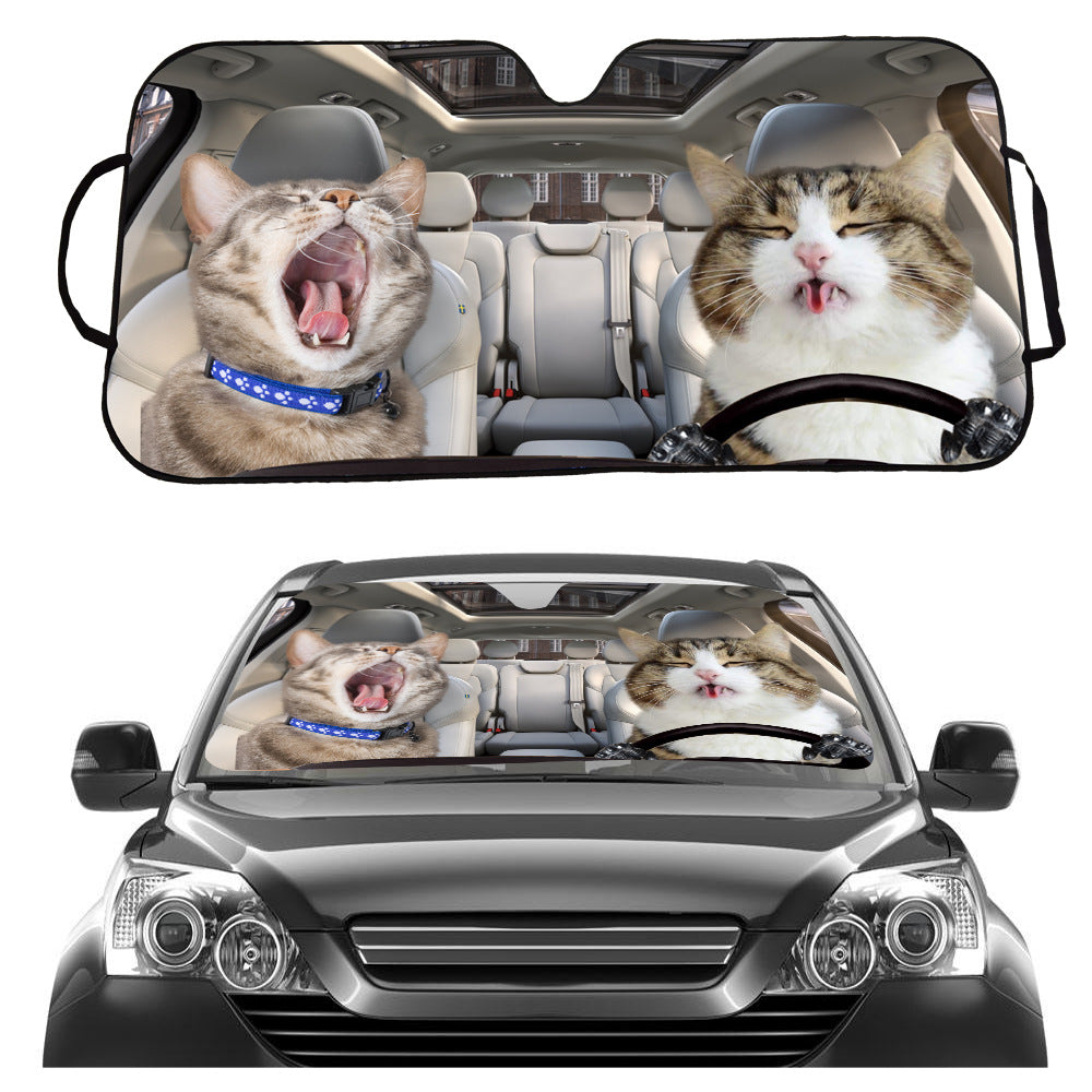 Cat Driving Car Sunshade
