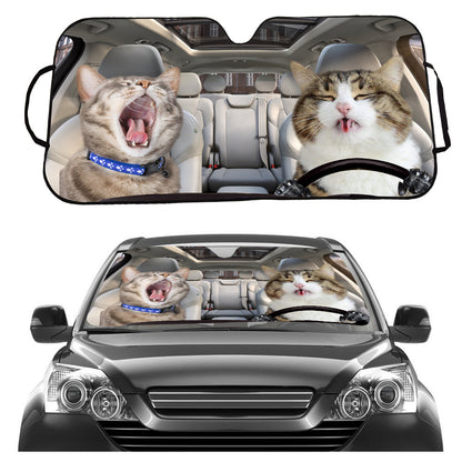 Cat Driving Car Sunshade