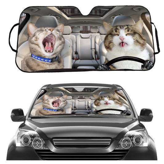 Cat Driving Car Sunshade